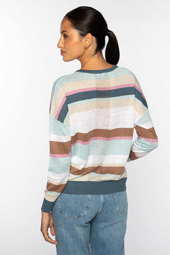 MULTI-COLOR STRIPE VEE - detail view