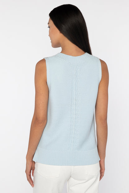 Sleeveless Split Neck Crew