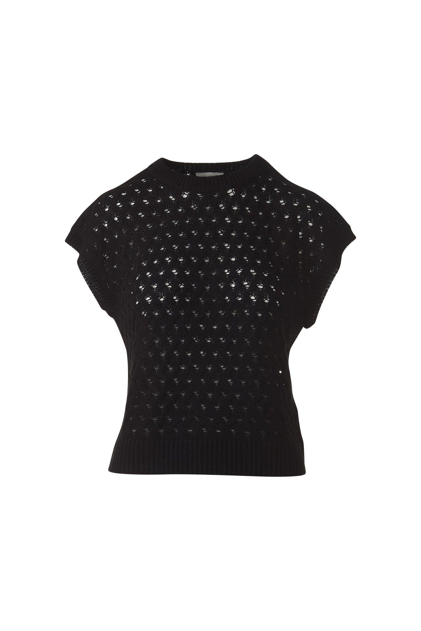 BRAIDED CABLE SLEEVELESS CREW in BLACK