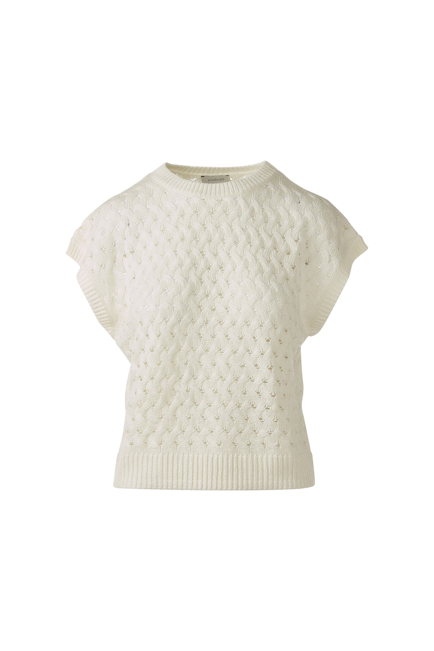 BRAIDED CABLE SLEEVELESS CREW in CHALK