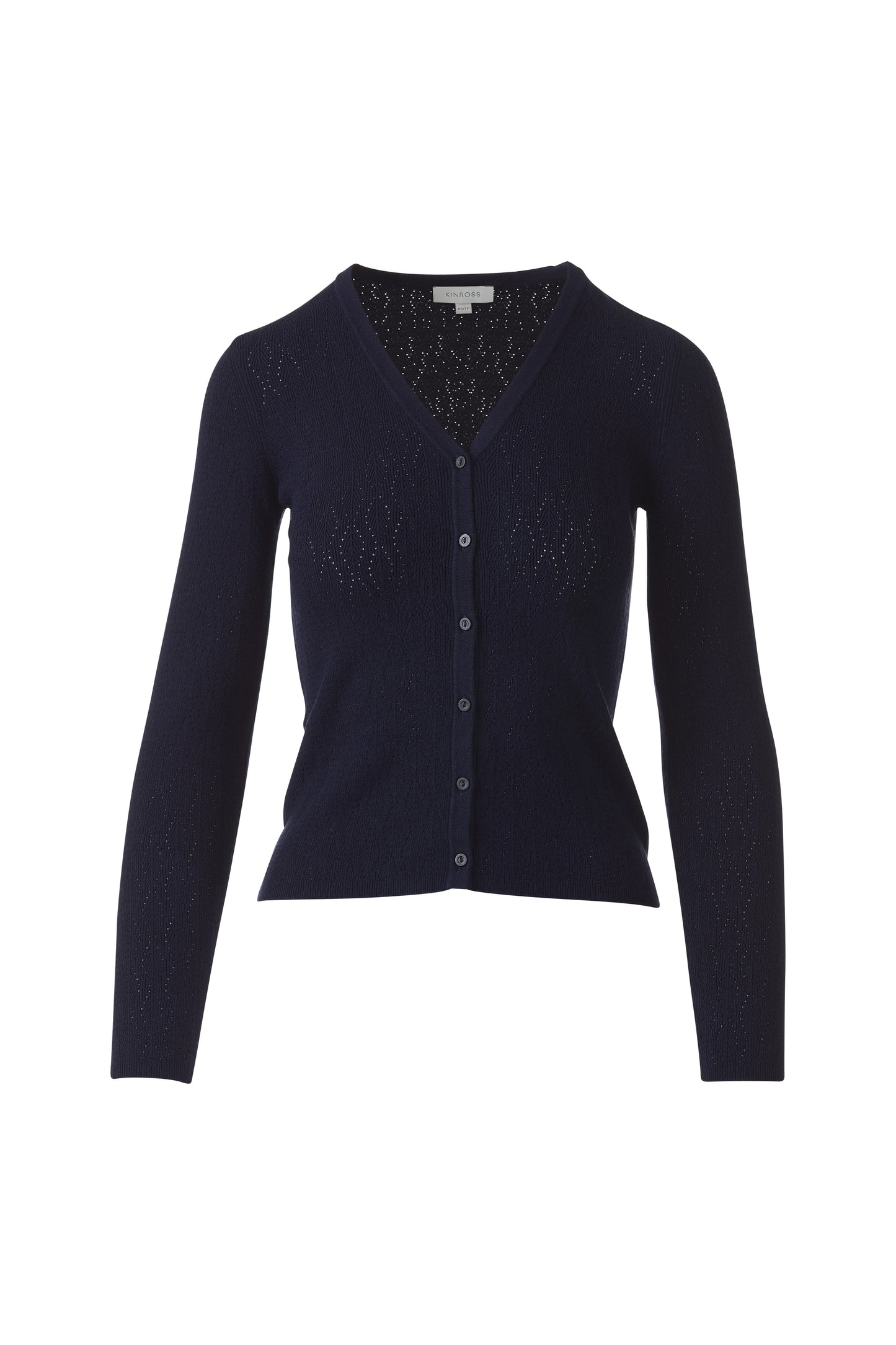 POINTELLE BUTTON FRONT VEE in NAVY