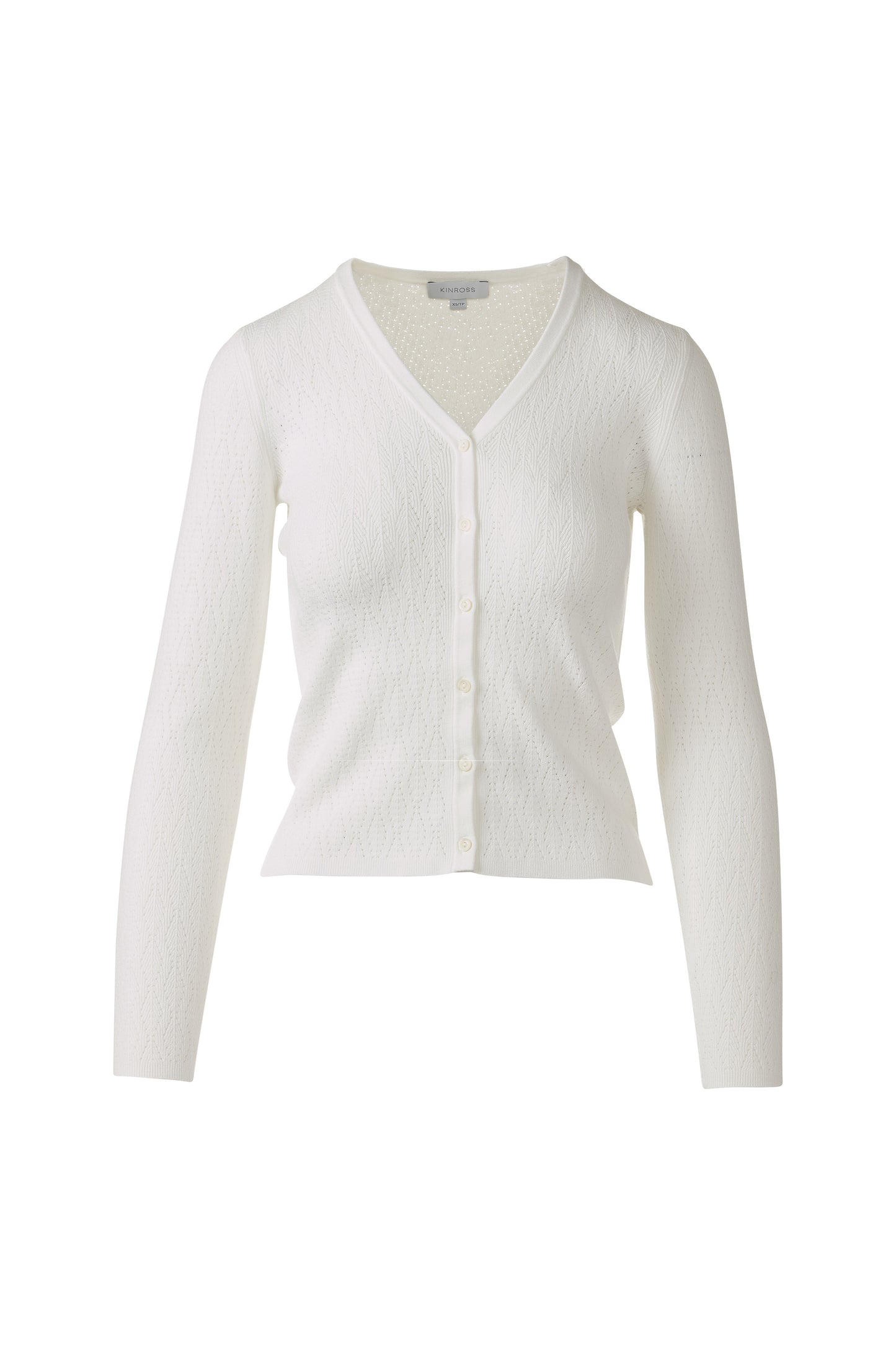 POINTELLE BUTTON FRONT VEE in WHITE