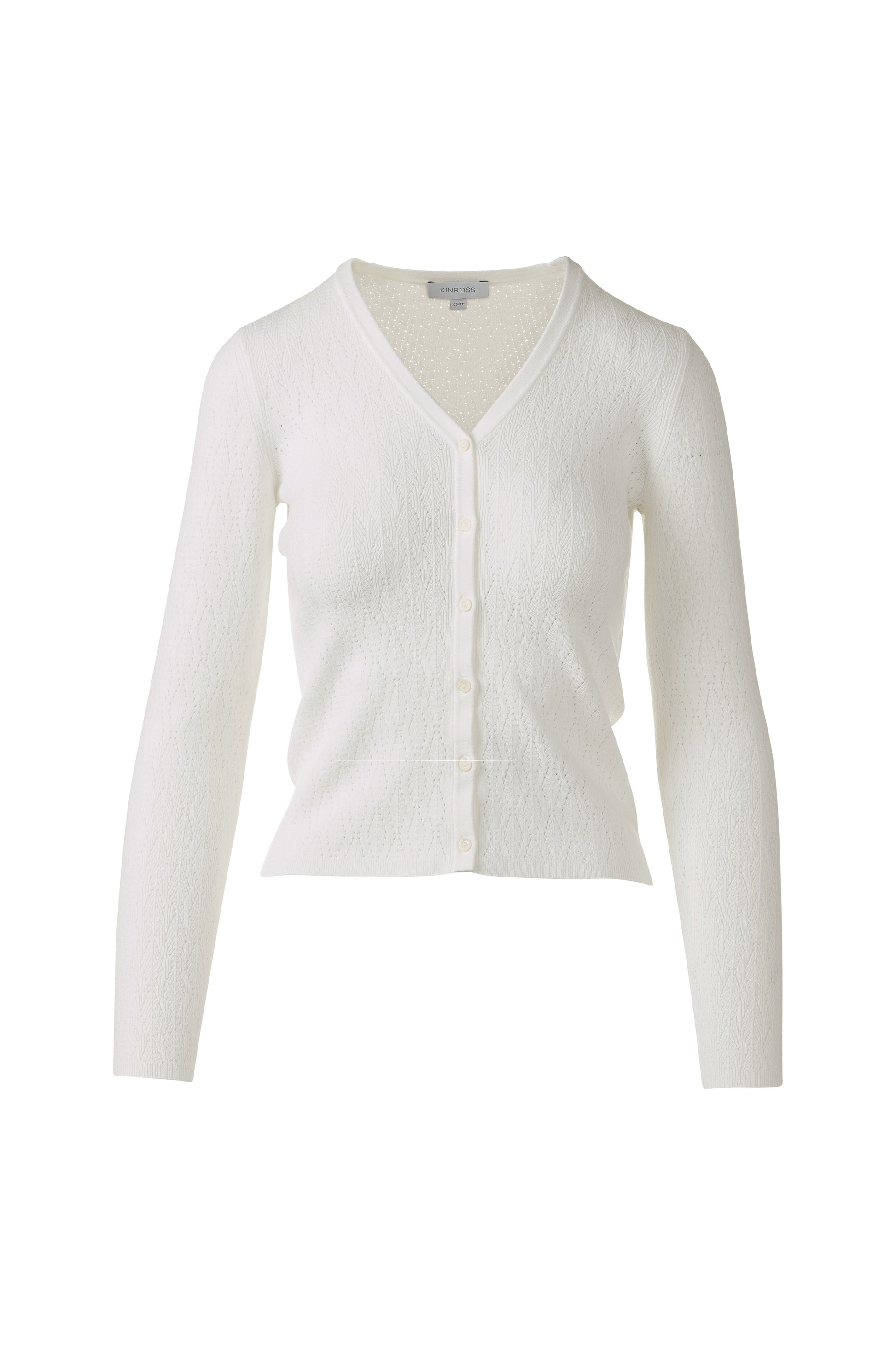 POINTELLE BUTTON FRONT VEE in WHITE
