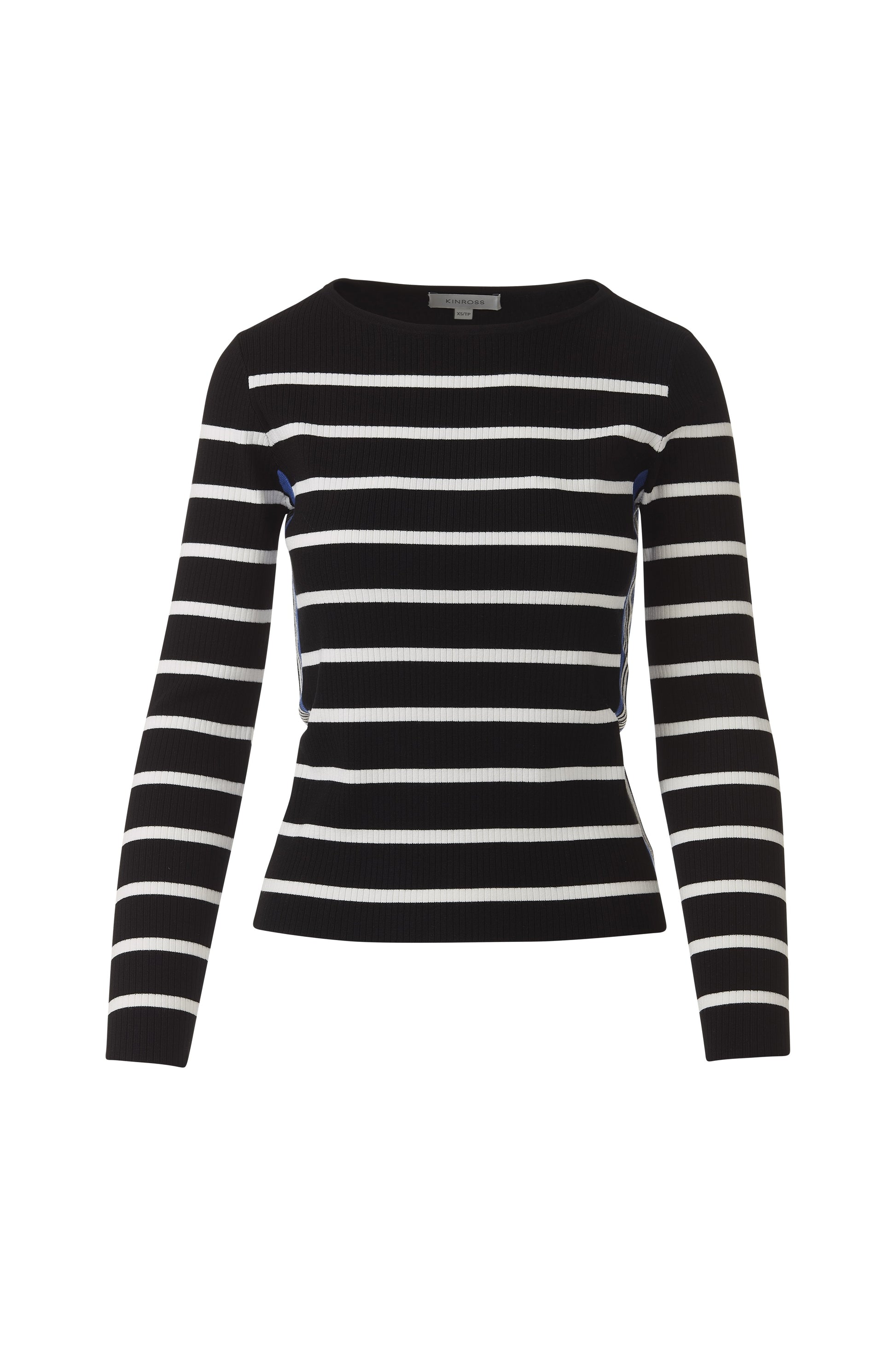 TIPPED RIB STRIPE BOATNECK in BLCK