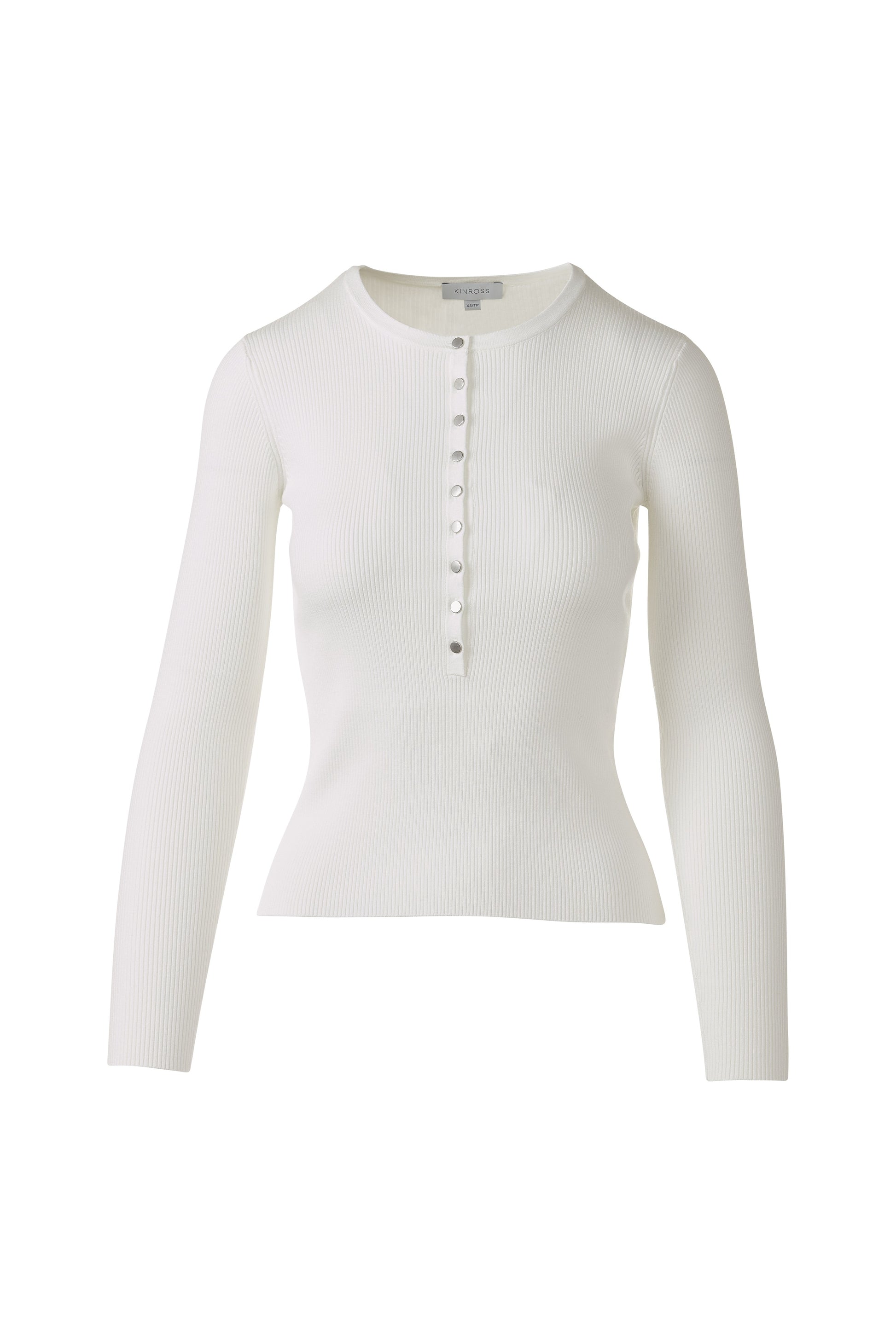FINE RIB BUTTON HENLEY in WHITE