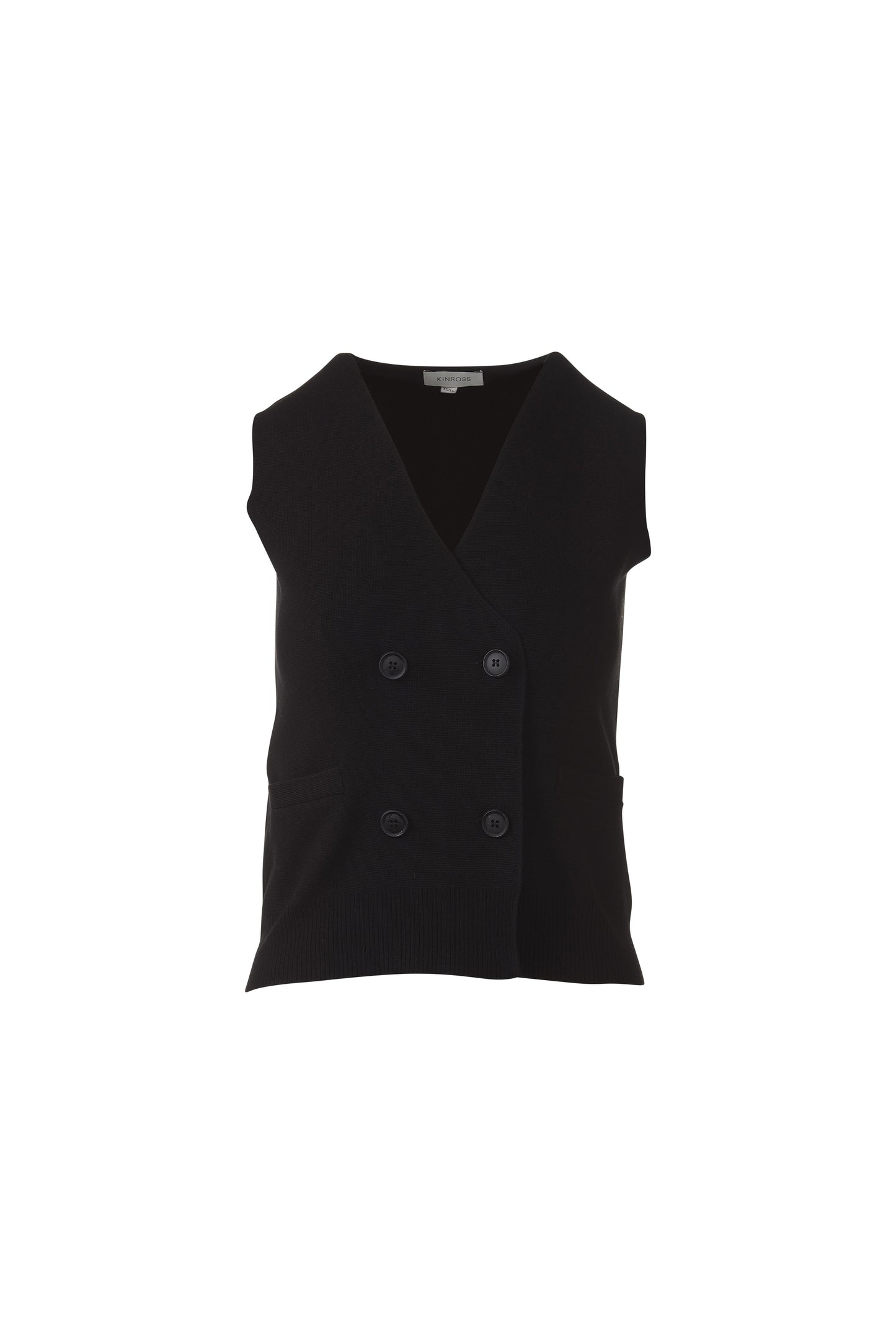 DOUBLE BREASTED VEST CARDIGAN in BLACK