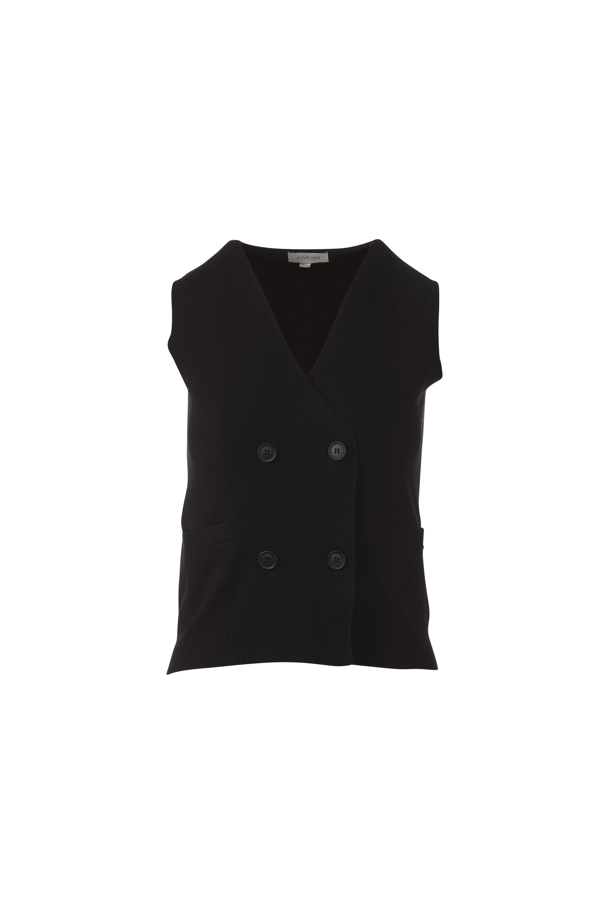 DOUBLE BREASTED VEST CARDIGAN in BLACK