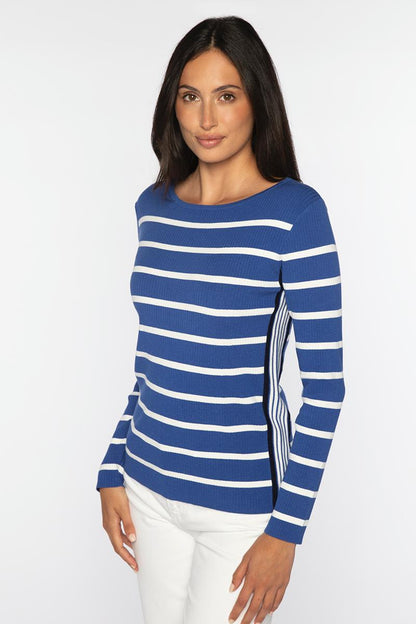 TIPPED RIB STRIPE BOATNECK