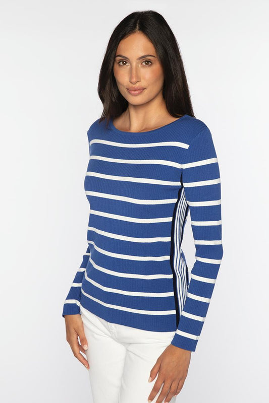 TIPPED RIB STRIPE BOATNECK