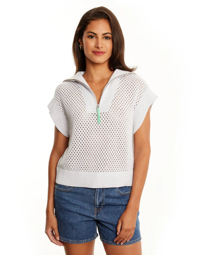 Easy Mesh Knit Quarter Zip Tee