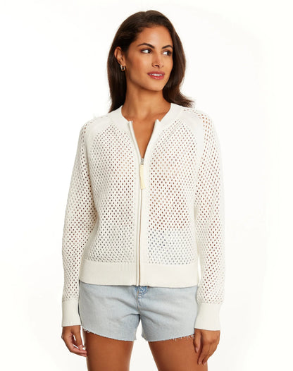 Easy Mesh Knit Zip Bomber