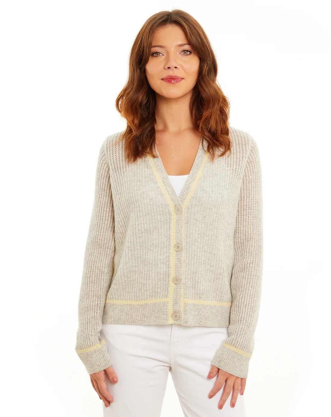 &ISLA Luxe Mesh Knit V-Neck Cardigan