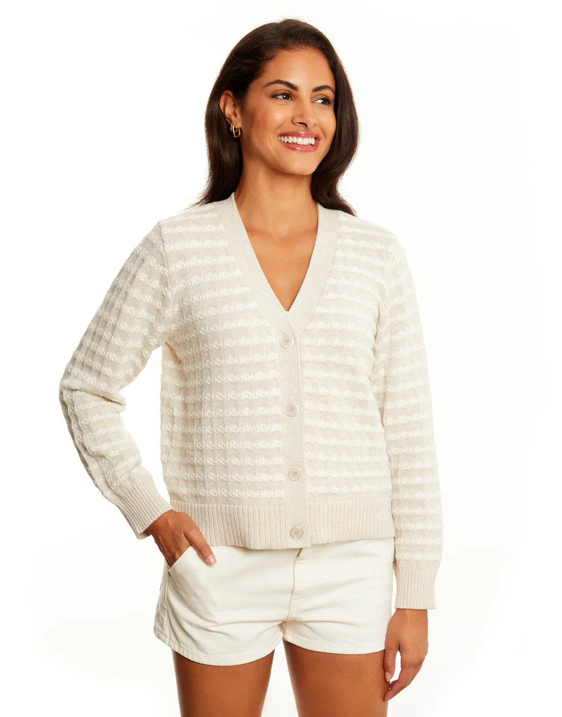 Striped V-Neck Cardigan