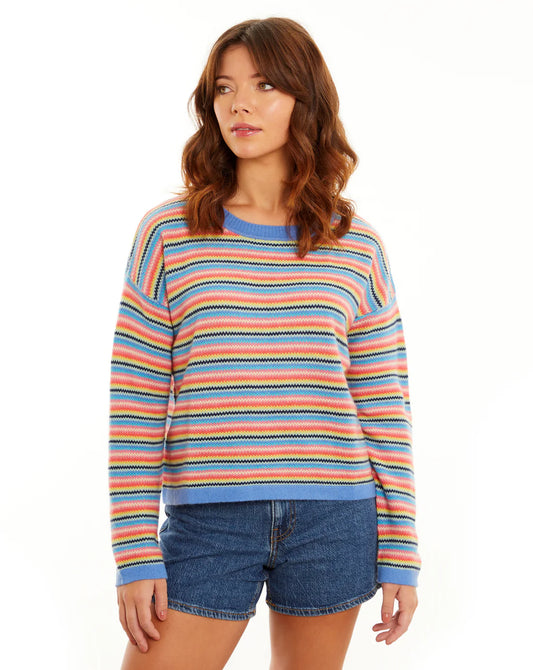 &ISLA Luxe Striped Crewneck Pullover