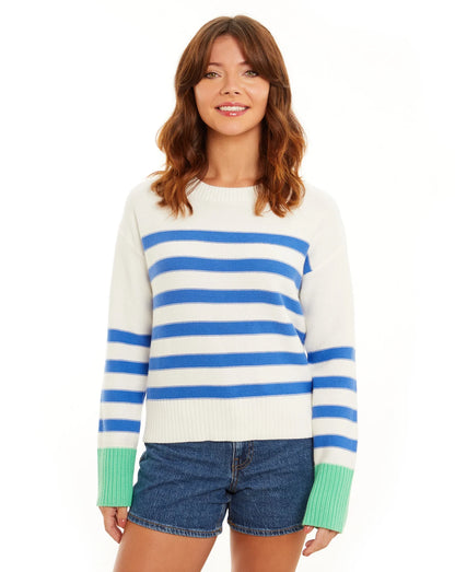 Striped Color Block Crewneck Pullover
