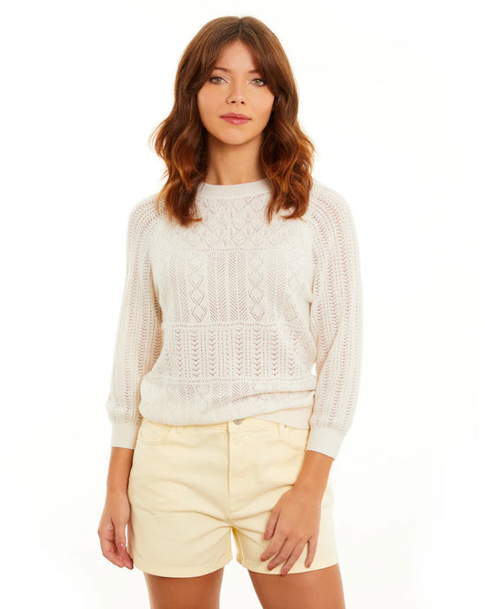 &ISLA Pointelle Crewneck Pullover