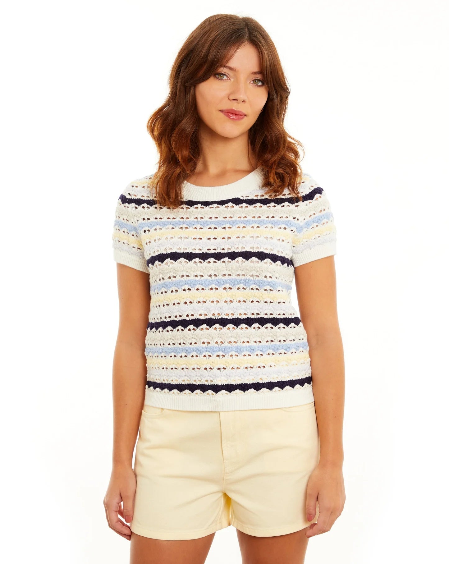 Striped Cap Sleeve Crewneck Tee