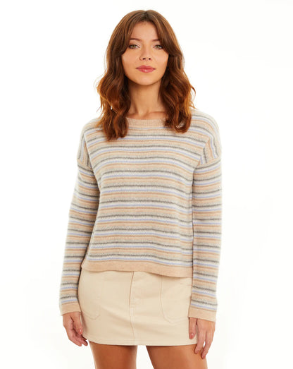 &ISLA Luxe Striped Crewneck Pullover