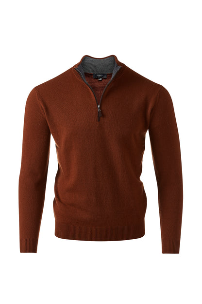 SUEDE TRIM QTR ZIP MOCK