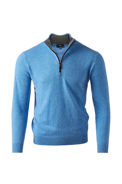 SUEDE TRIM QTR ZIP MOCK