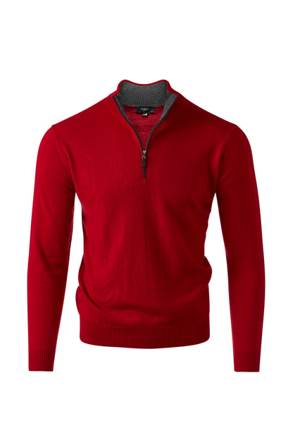 SUEDE TRIM QTR ZIP MOCK