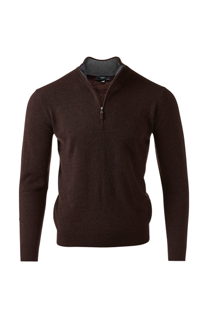 SUEDE TRIM QTR ZIP MOCK