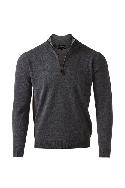 SUEDE TRIM QTR ZIP MOCK
