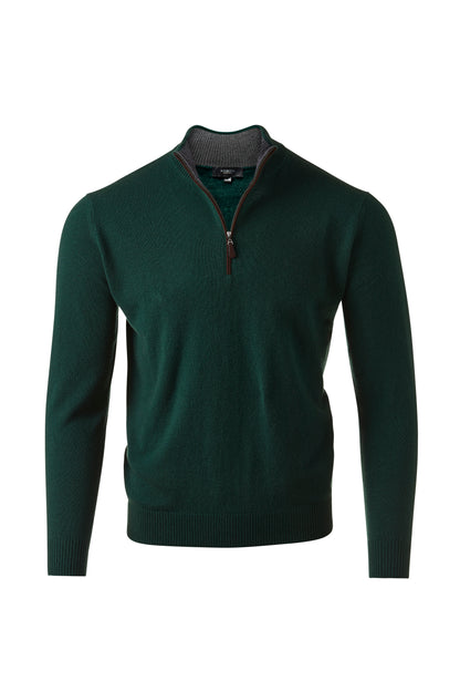 SUEDE TRIM QTR ZIP MOCK