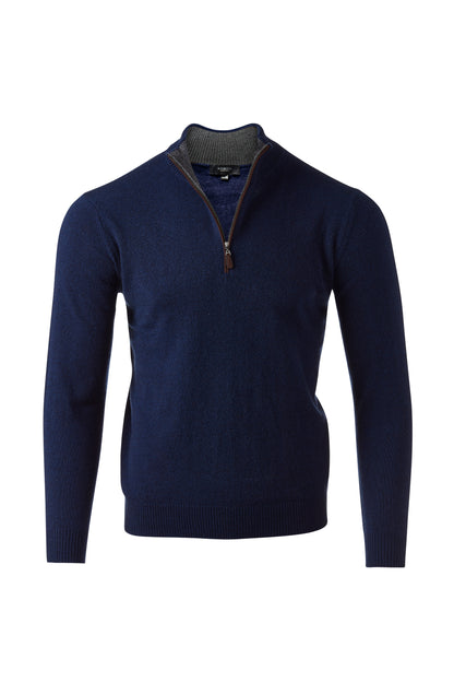 SUEDE TRIM QTR ZIP MOCK