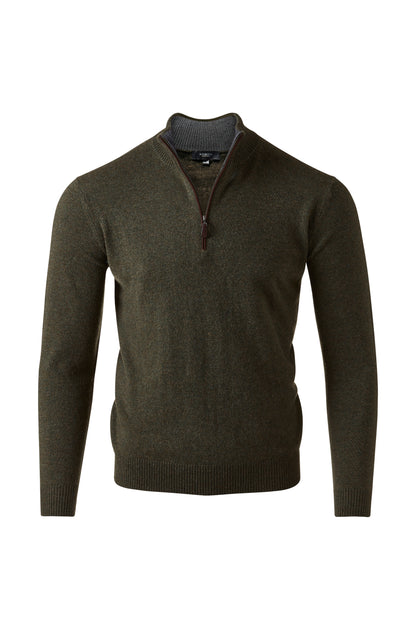 SUEDE TRIM QTR ZIP MOCK