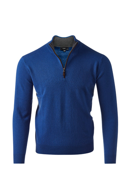 SUEDE TRIM QTR ZIP MOCK