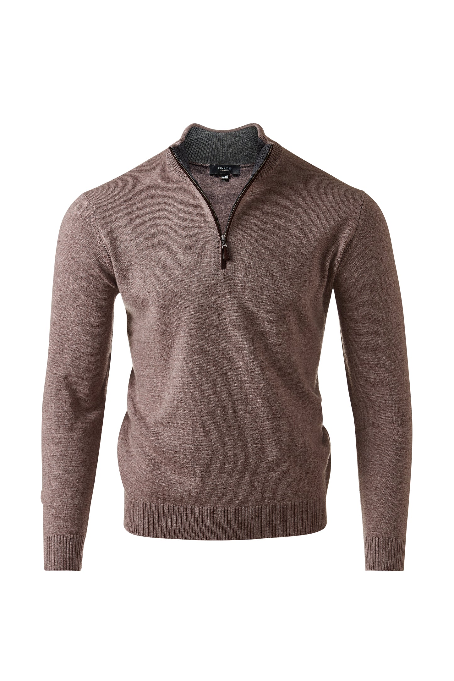 SUEDE TRIM QTR ZIP MOCK