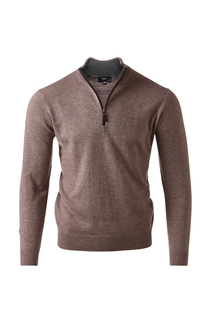 SUEDE TRIM QTR ZIP MOCK