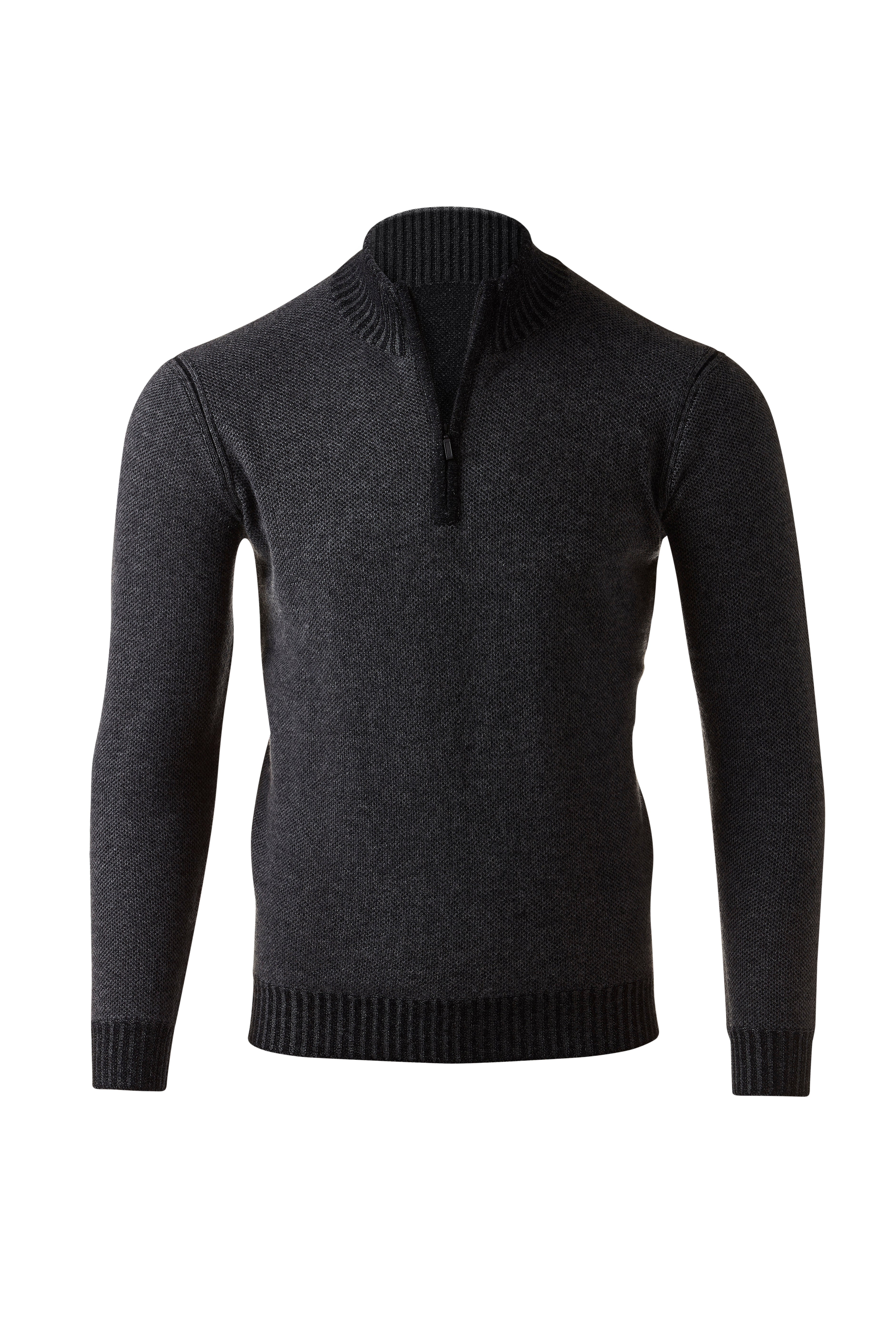 PLAITED PIQUE QTR ZIP MOCK – Kinross Cashmere
