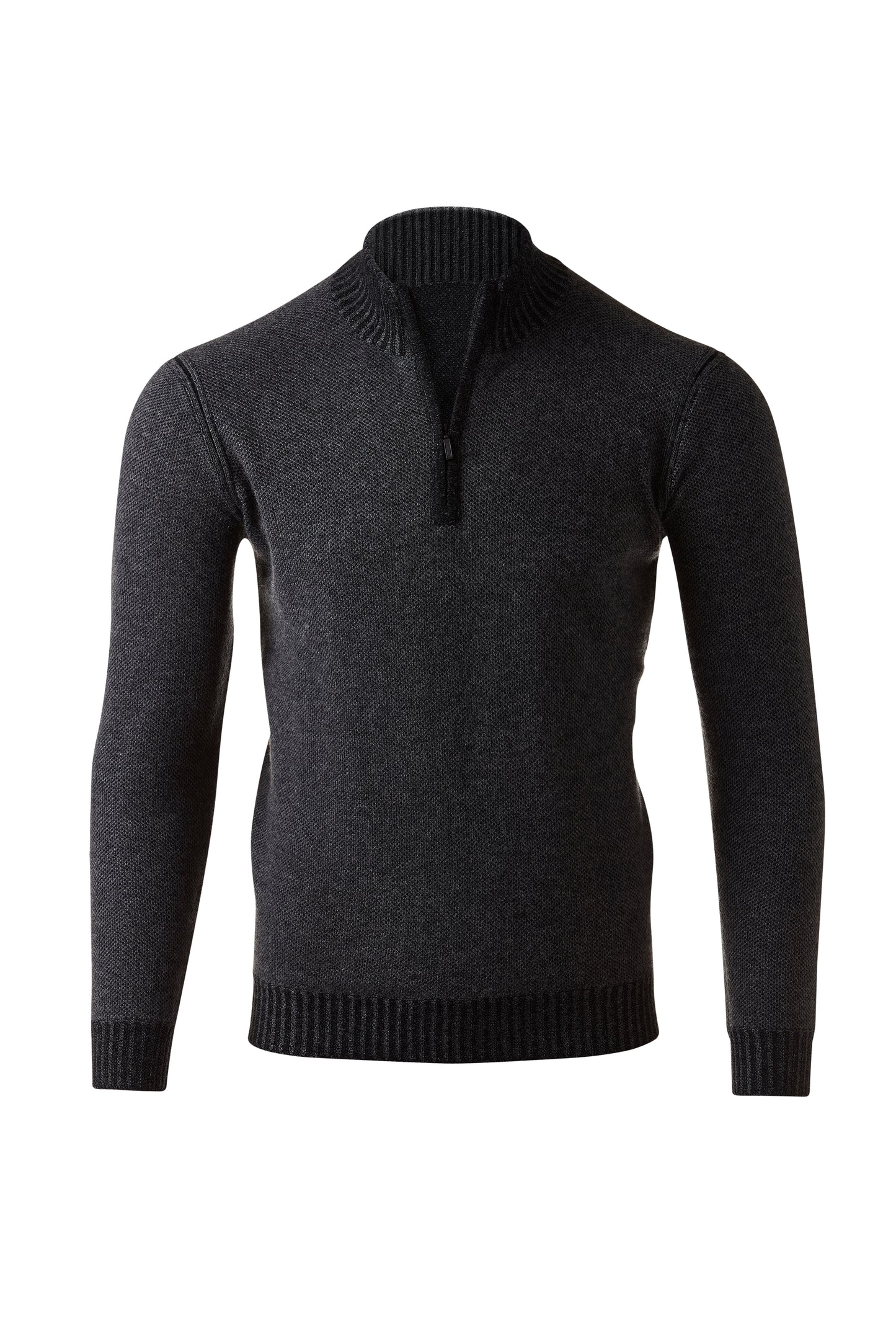 PLAITED PIQUE QTR ZIP MOCK