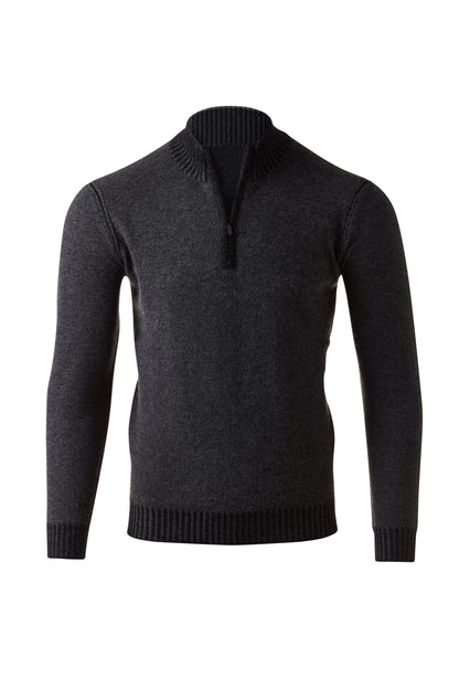 PLAITED PIQUE QTR ZIP MOCK