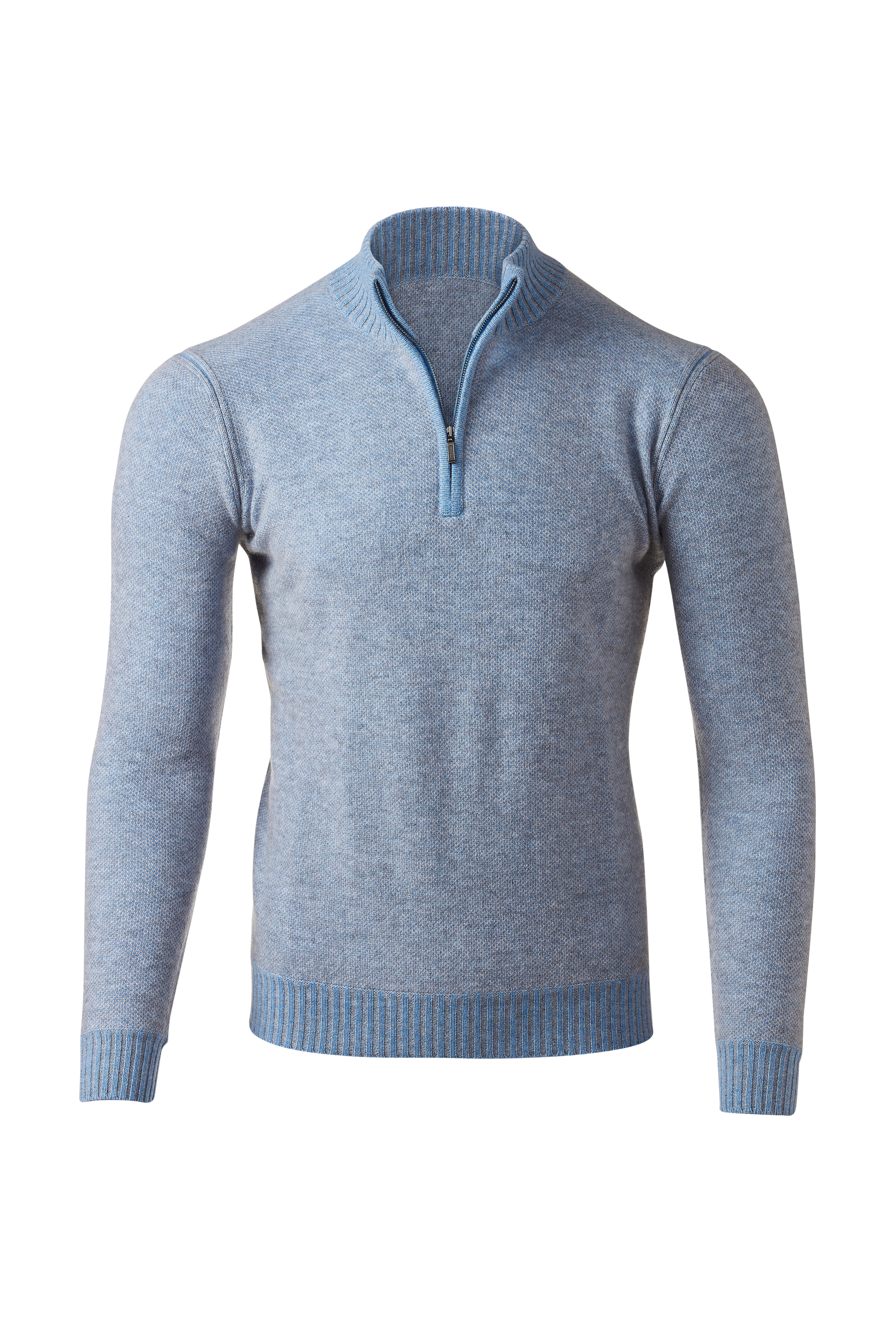 PLAITED PIQUE QTR ZIP MOCK – Kinross Cashmere