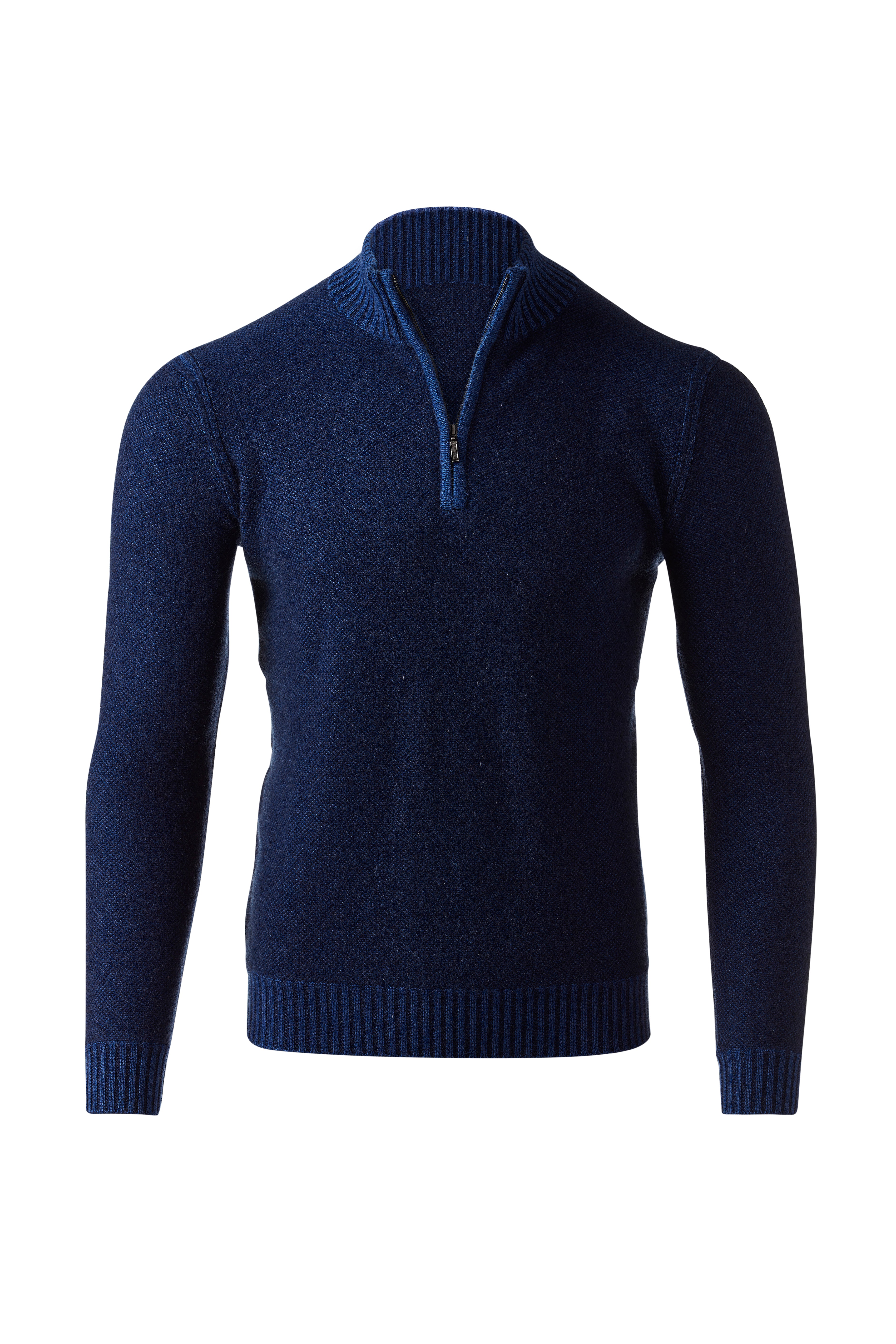 PLAITED PIQUE QTR ZIP MOCK – Kinross Cashmere