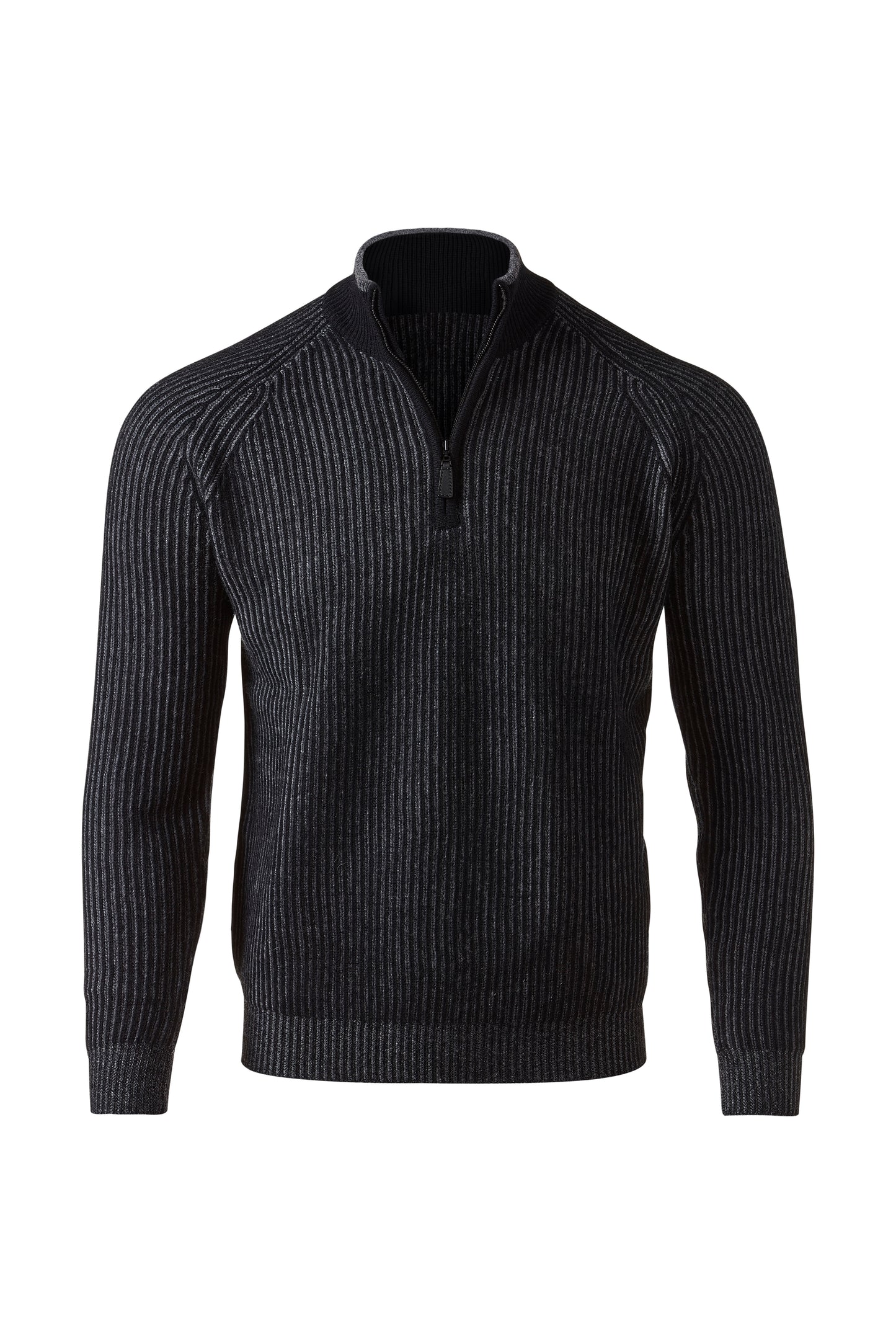 PLAITED RIB  ZIP MOCK