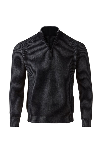 PLAITED RIB  ZIP MOCK