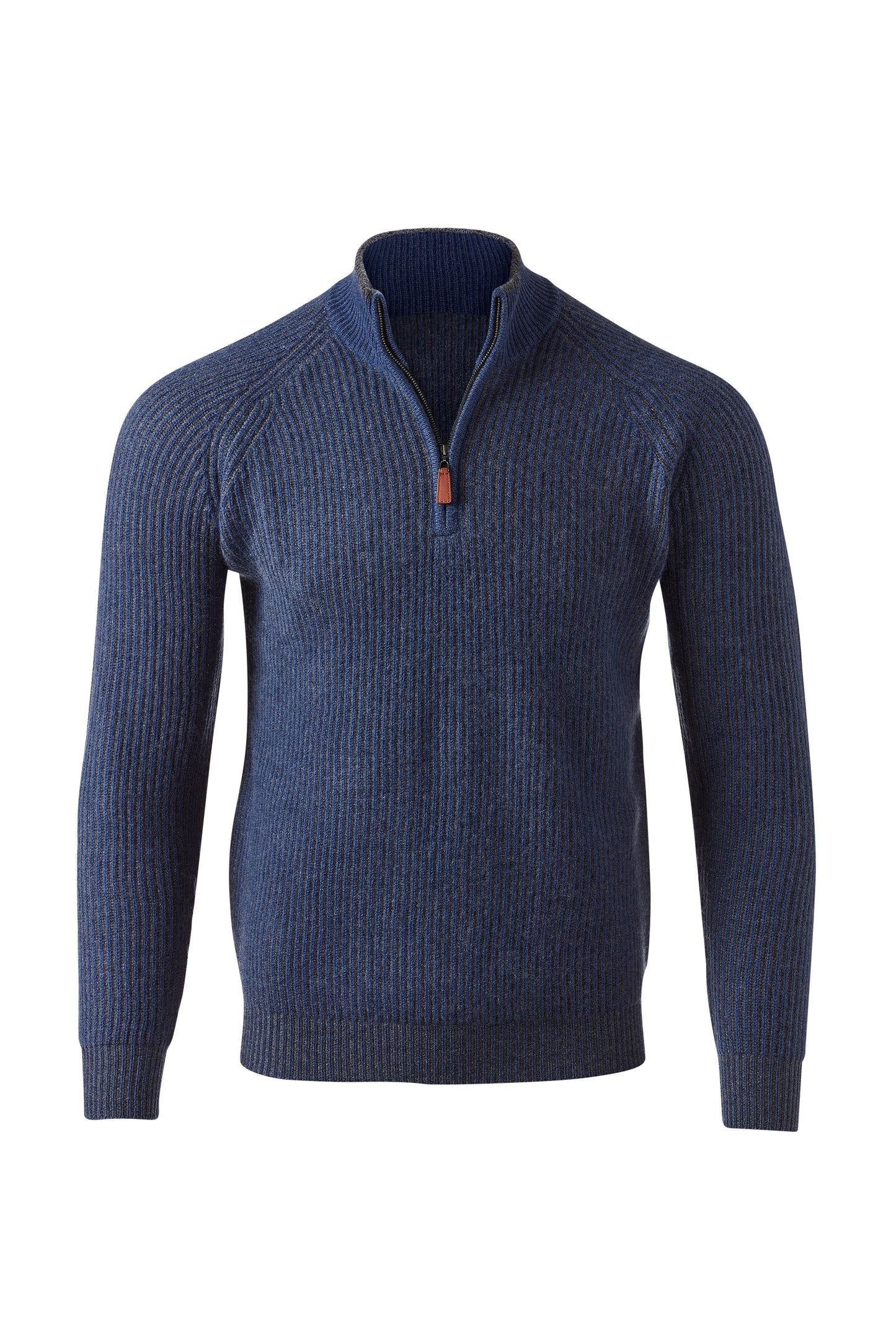 PLAITED RIB  ZIP MOCK