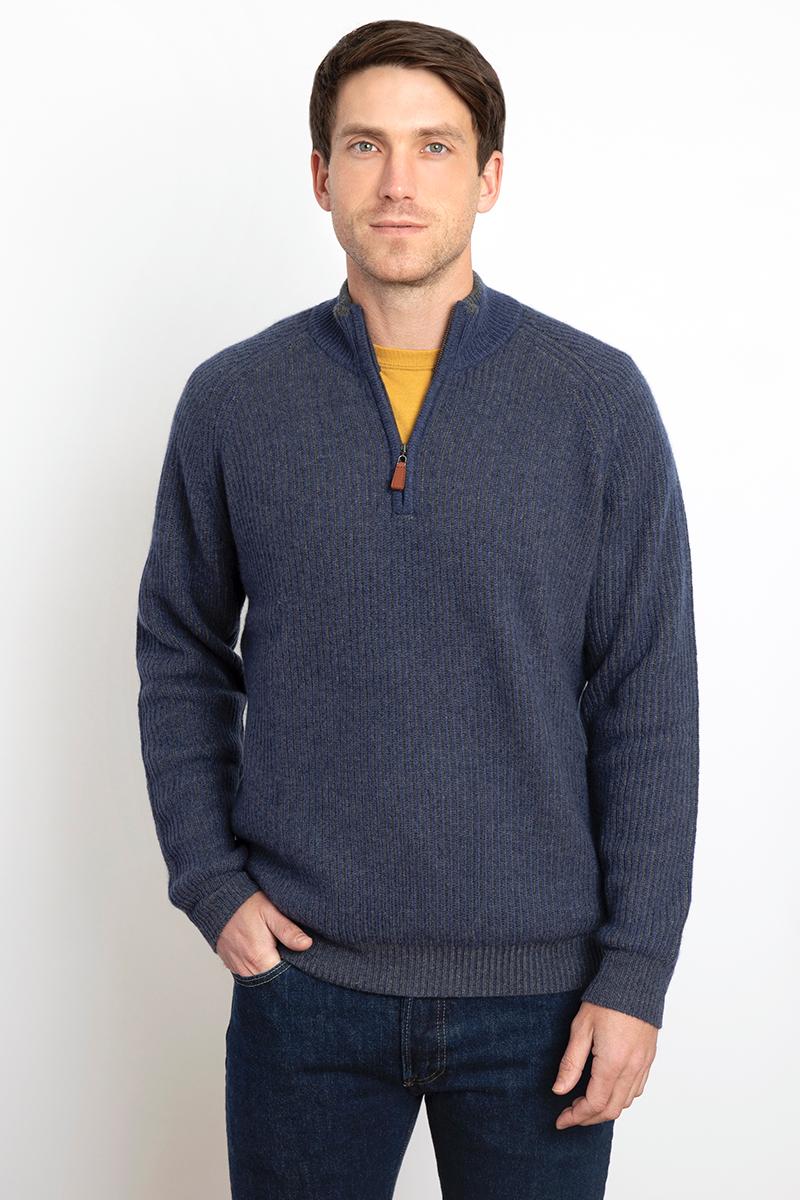 PLAITED RIB  ZIP MOCK