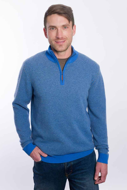 Diagonal Jacquard Qtr Zip Mock