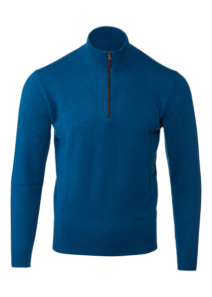 Suede Trim Qtr Zip Mock