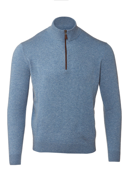 Suede Trim Qtr Zip Mock