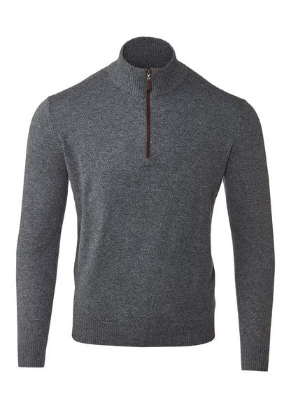 Suede Trim Qtr Zip Mock