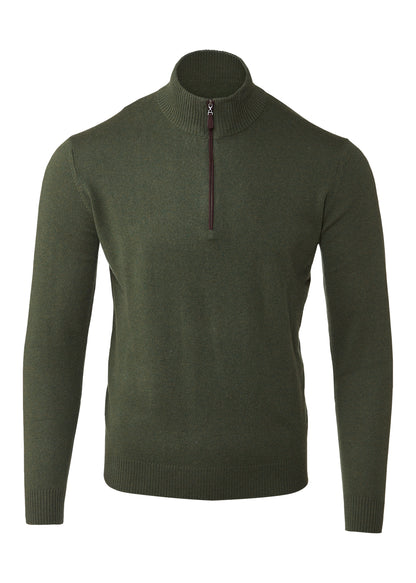 Suede Trim Qtr Zip Mock