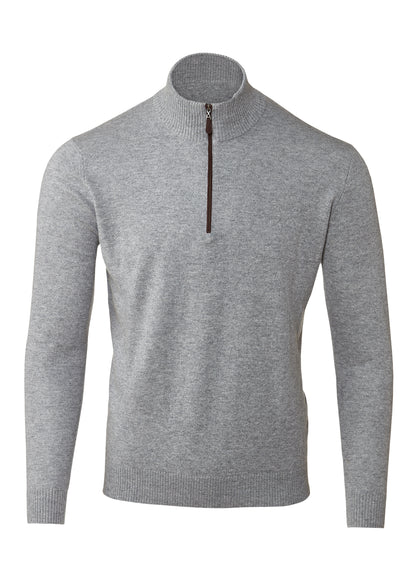 Suede Trim Qtr Zip Mock