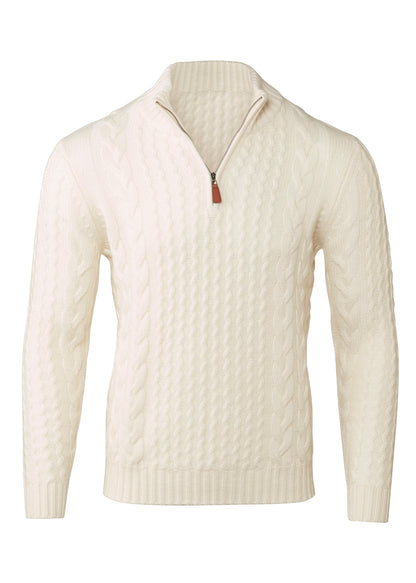 Luxe Cable Qtr Zip Mock