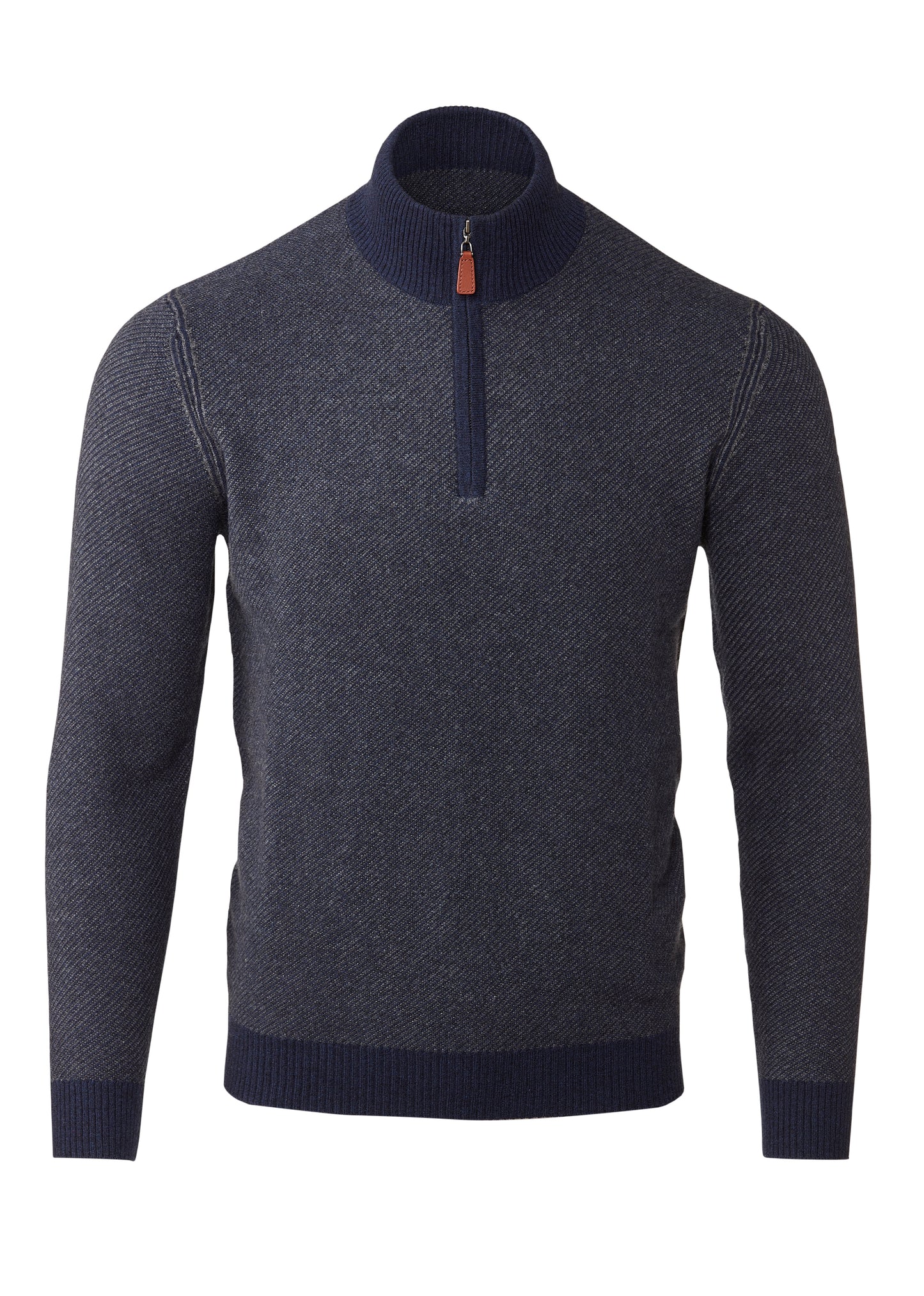 Diagonal Jacquard Qtr Zip Mock